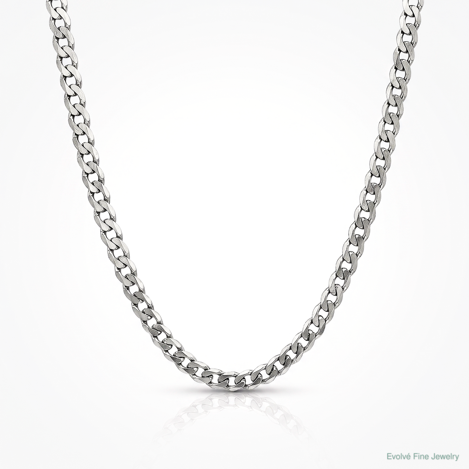 14k White Gold 2.9mm Flat Beveled Curb Chain - Lifestyle View