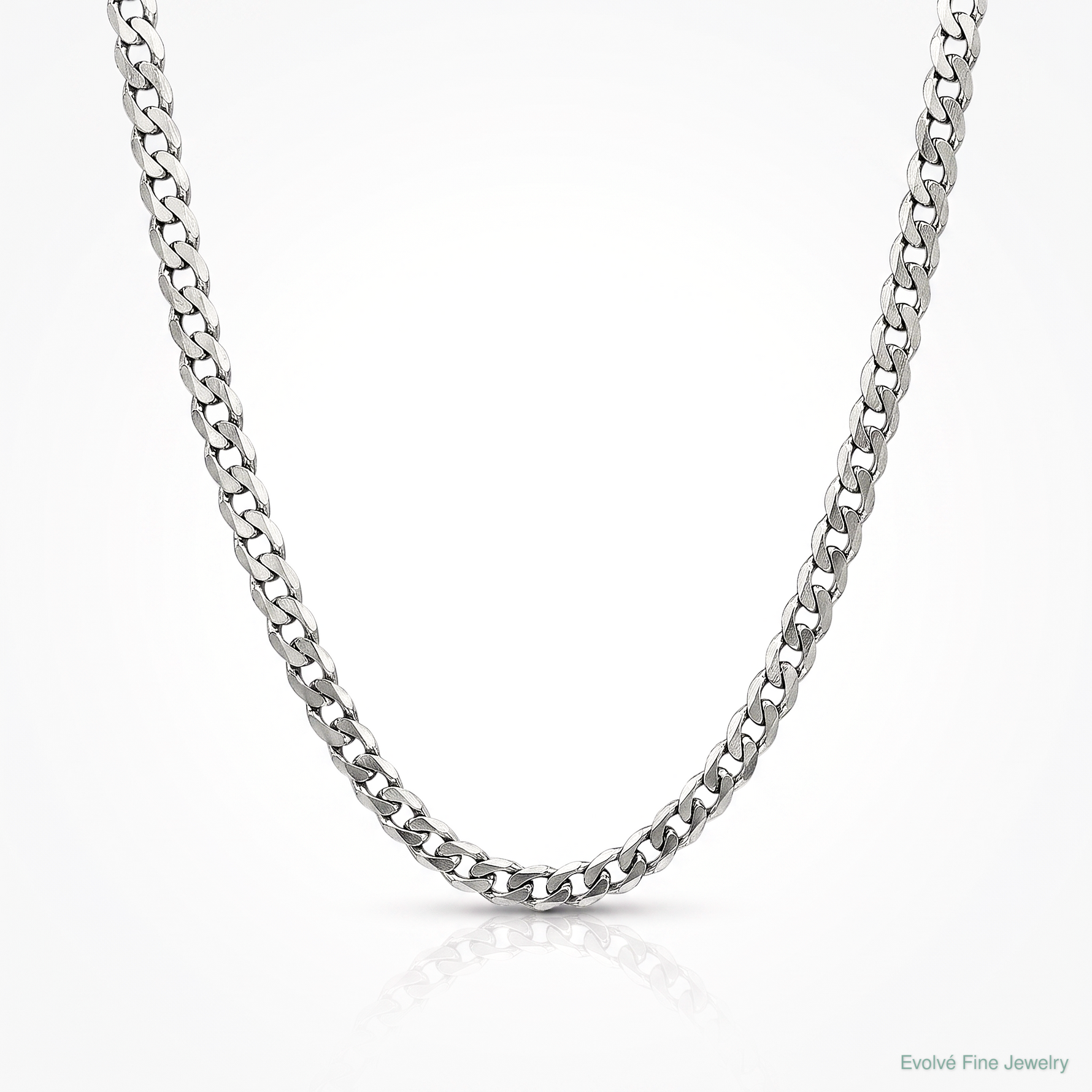 14k White Gold 2.9mm Flat Beveled Curb Chain - Lifestyle View
