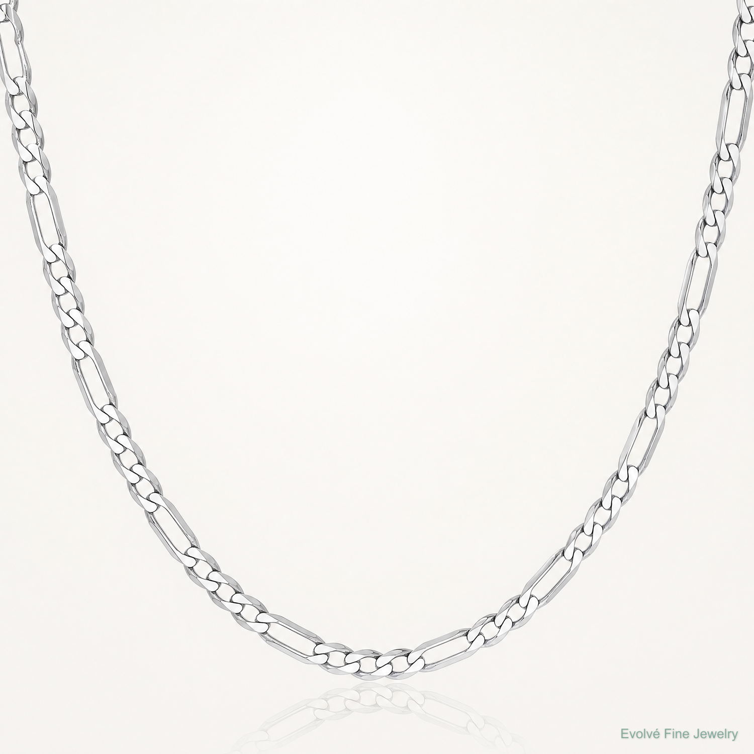 14k White Gold 2.25mm Flat Figaro Chain - Lifestyle View