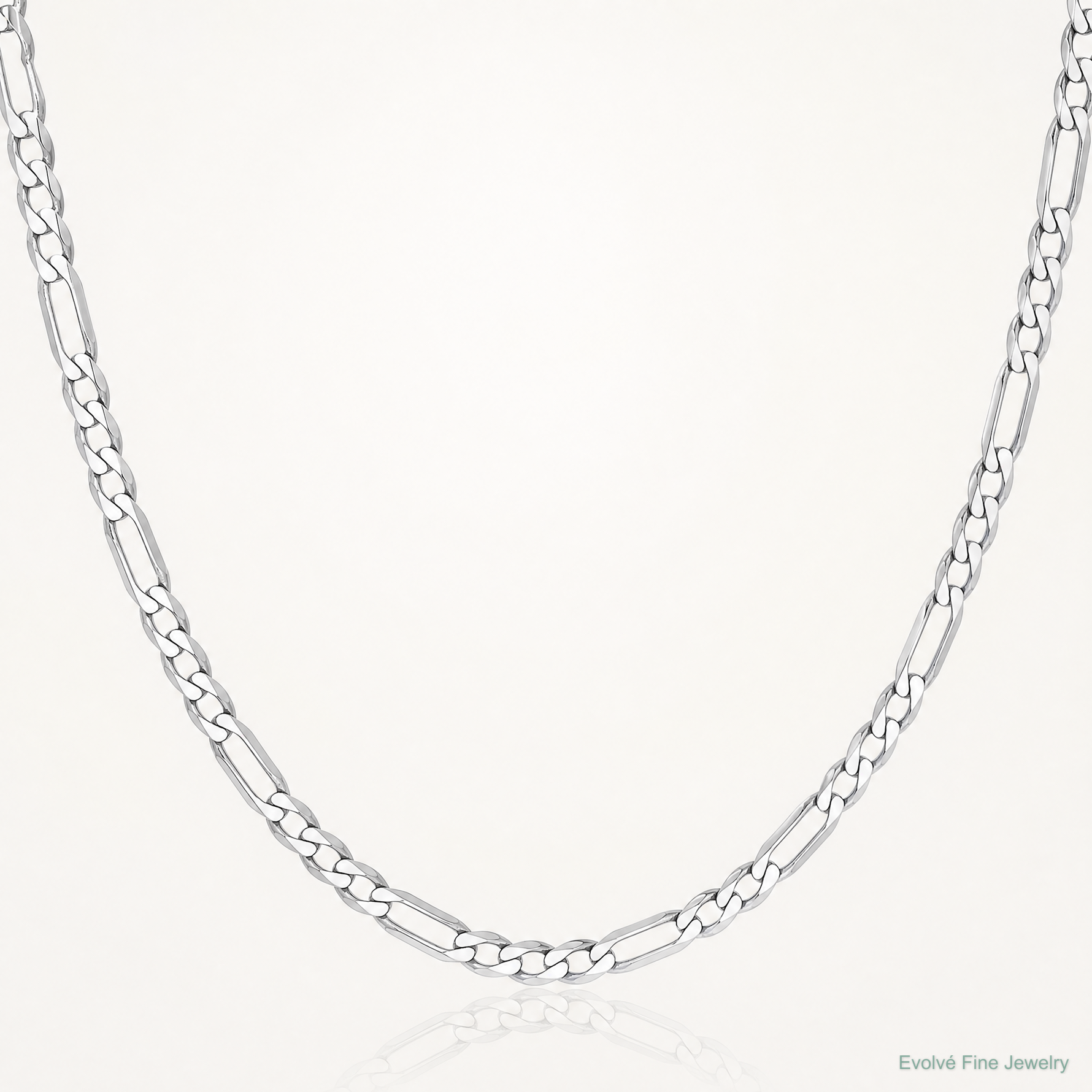 14k White Gold 2.25mm Flat Figaro Chain - Lifestyle View