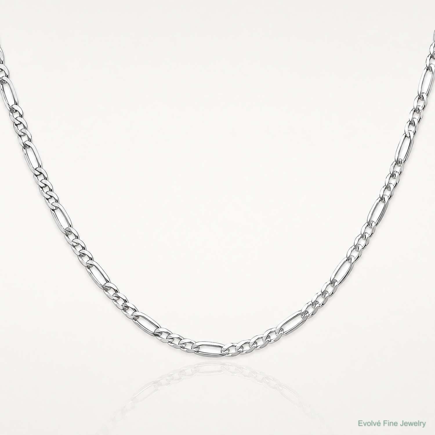 14k White Gold 2.75mm Flat Figaro Chain - Lifestyle View