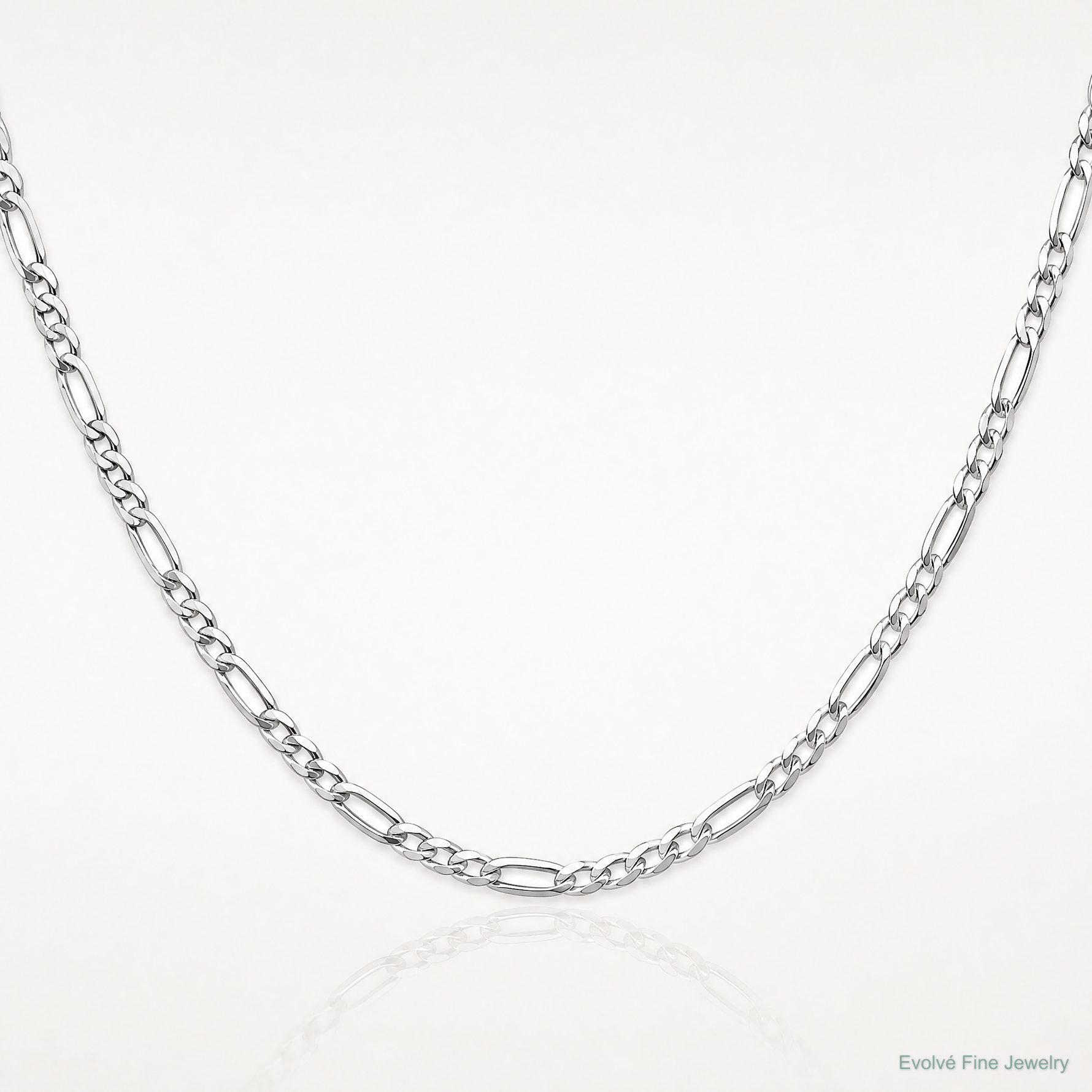 14k White Gold 2.75mm Flat Figaro Chain - Lifestyle View