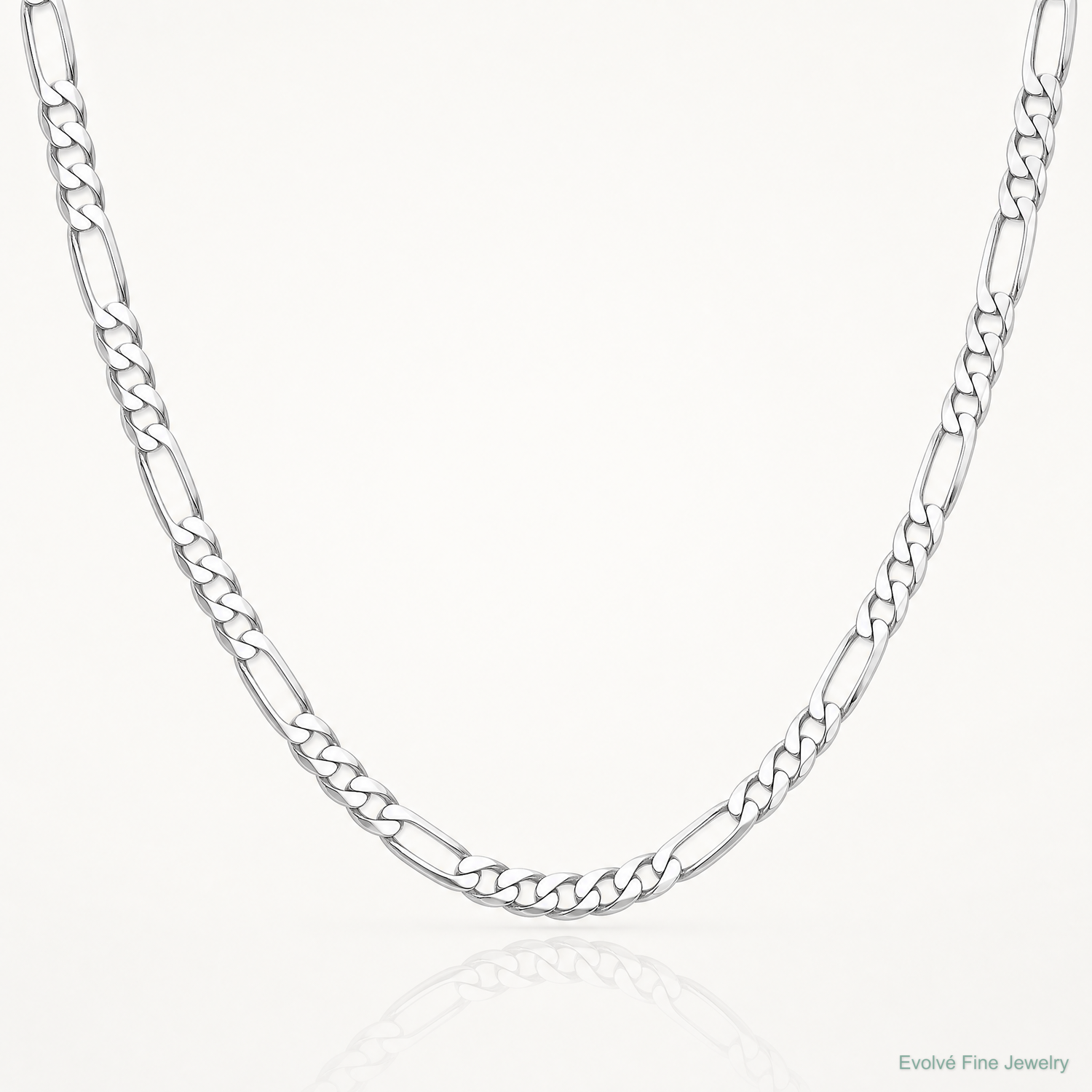 14k White Gold 3mm Flat Figaro Chain - Lifestyle View
