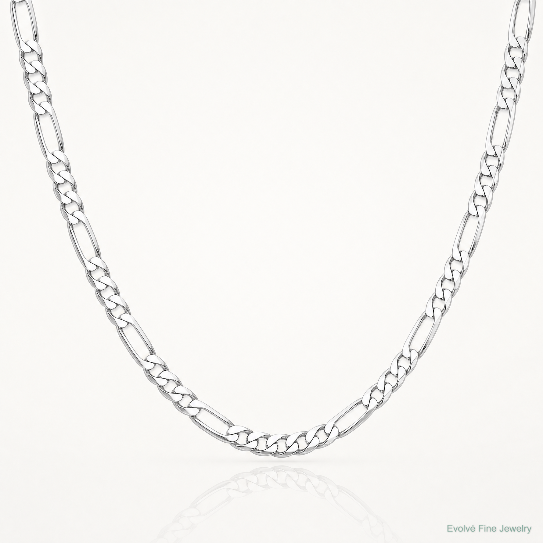 14k White Gold 3mm Flat Figaro Chain - Lifestyle View