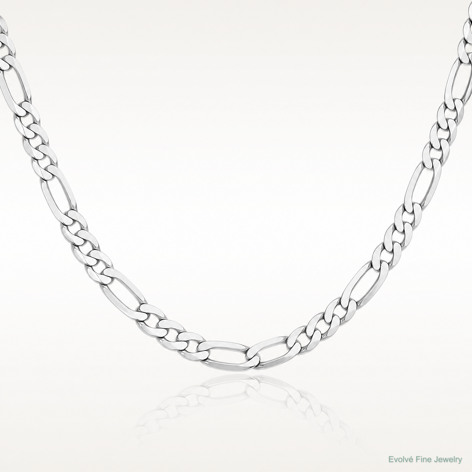 14k White Gold 4.5mm Flat Figaro Chain - Lifestyle View