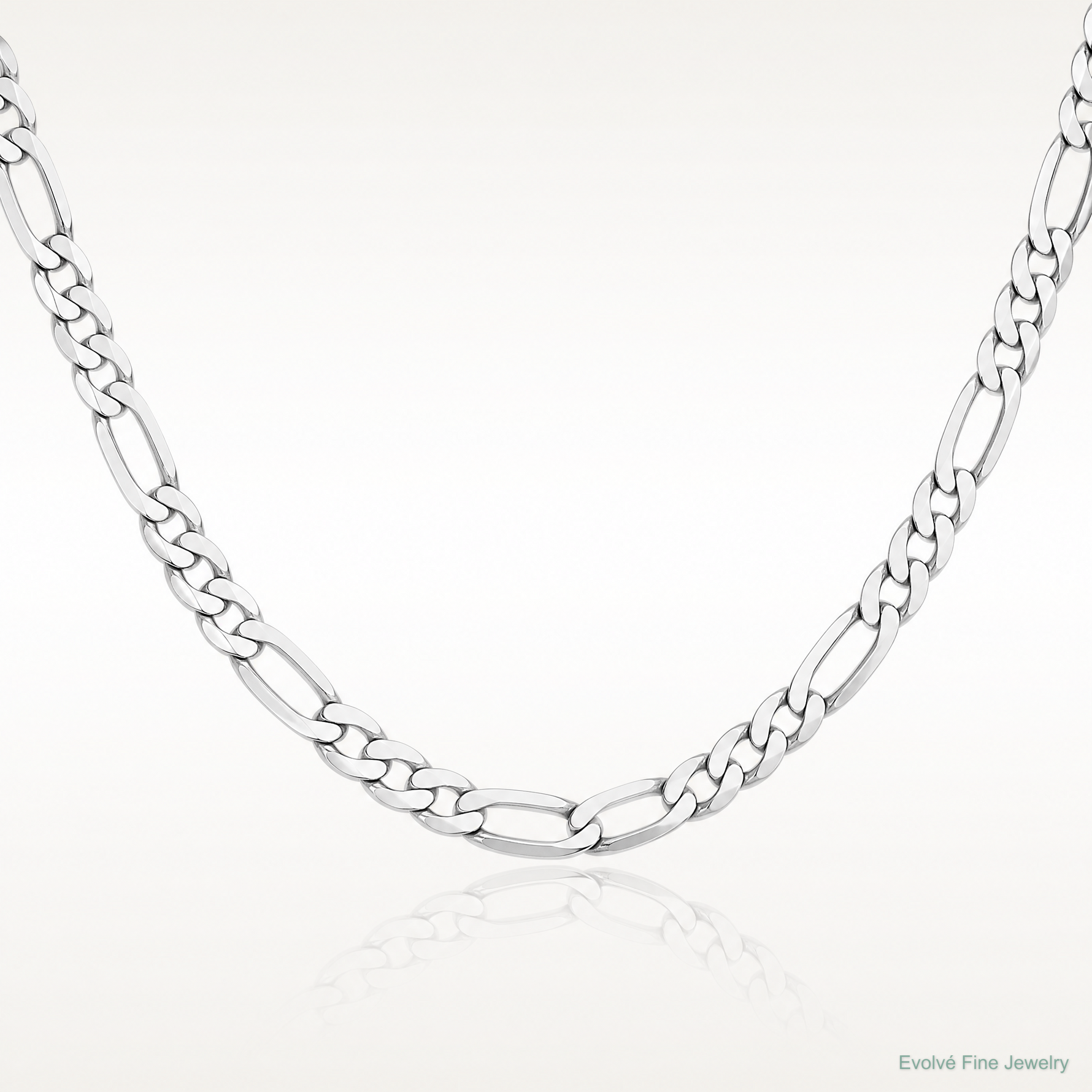 14k White Gold 4.5mm Flat Figaro Chain - Lifestyle View