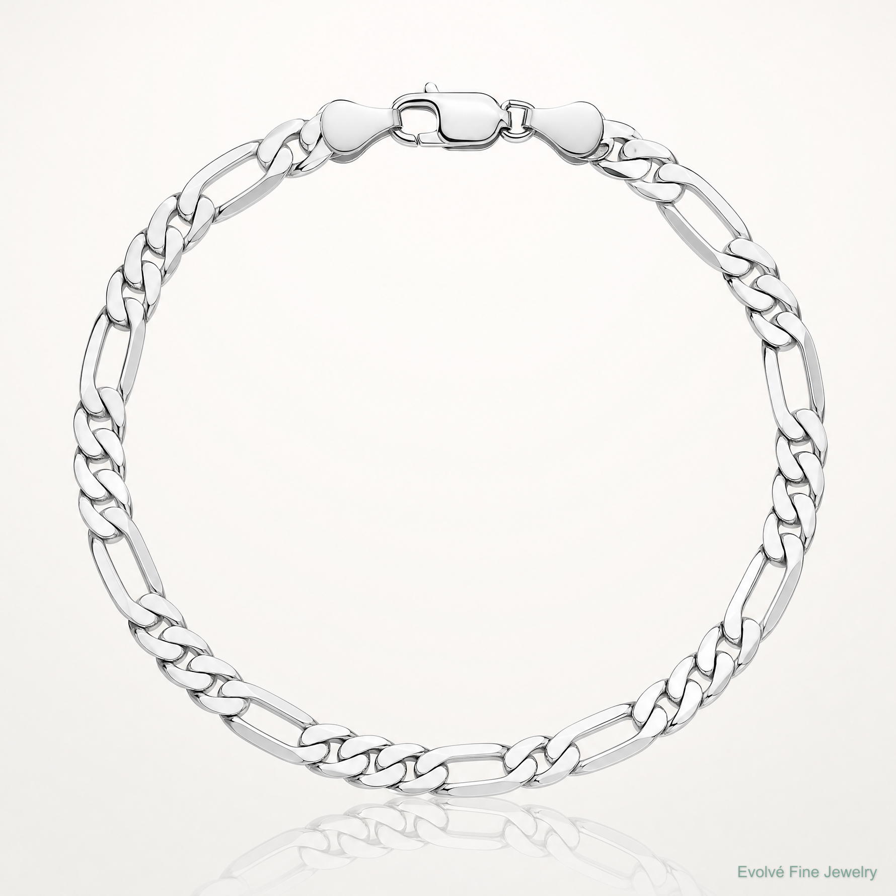 14k White Gold 4.5mm Flat Figaro Chain - Lifestyle View