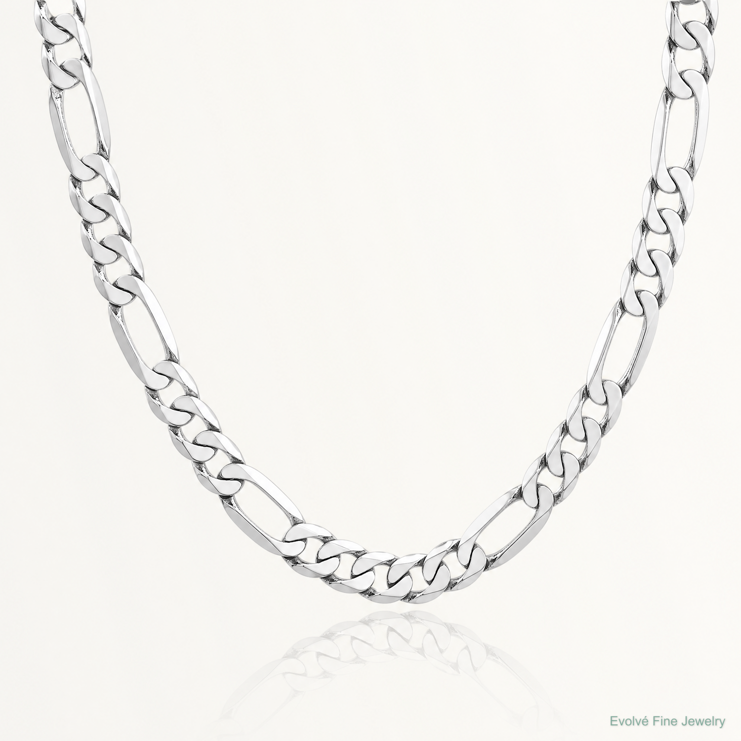 14k White Gold 5.5mm Flat Figaro Chain - Lifestyle View
