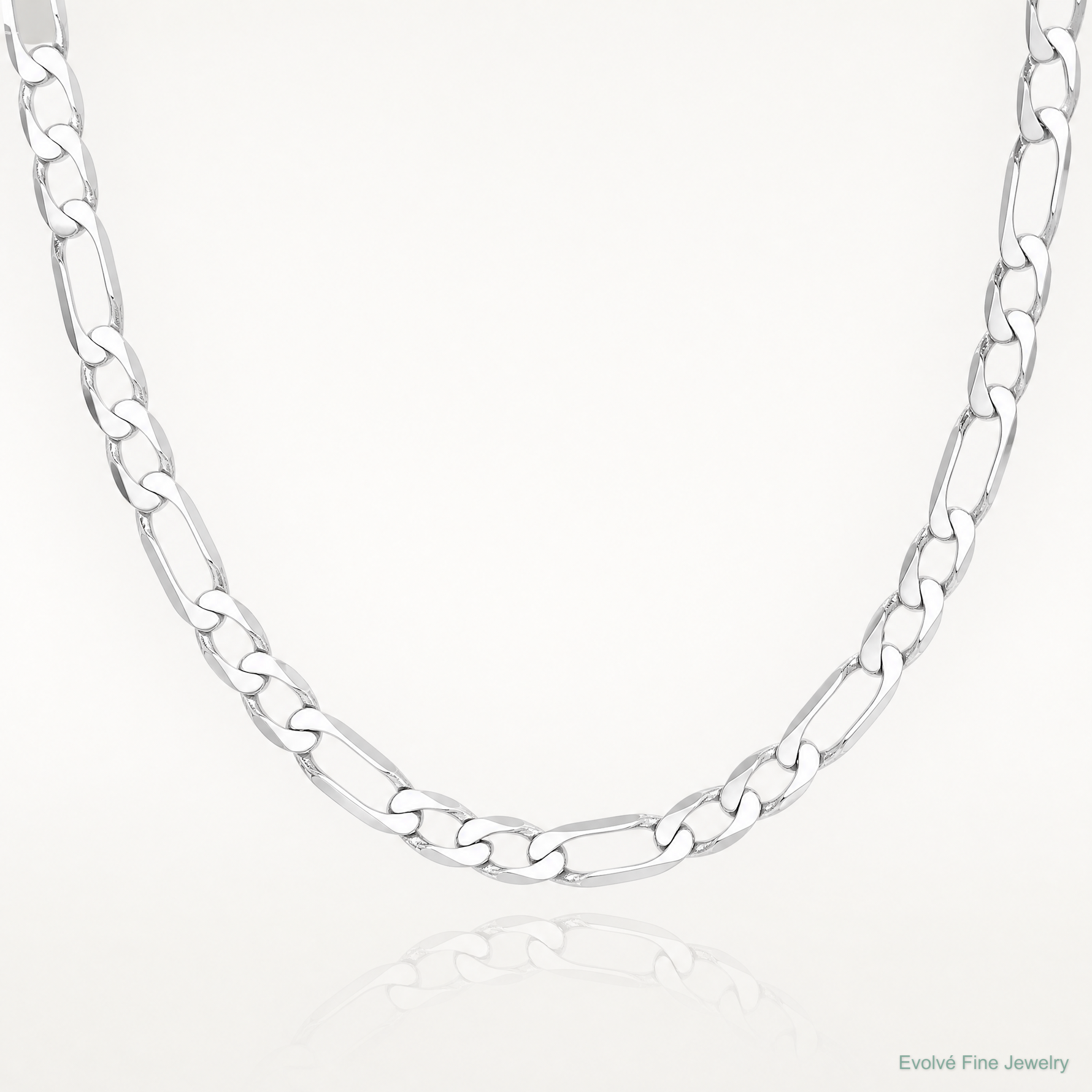 14k White Gold 6mm Flat Figaro Chain - Lifestyle View