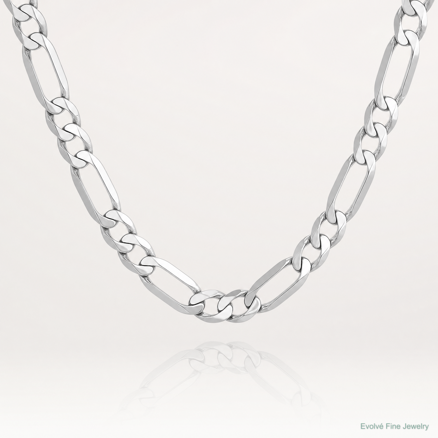 14k White Gold 7mm Flat Figaro Chain - Lifestyle View
