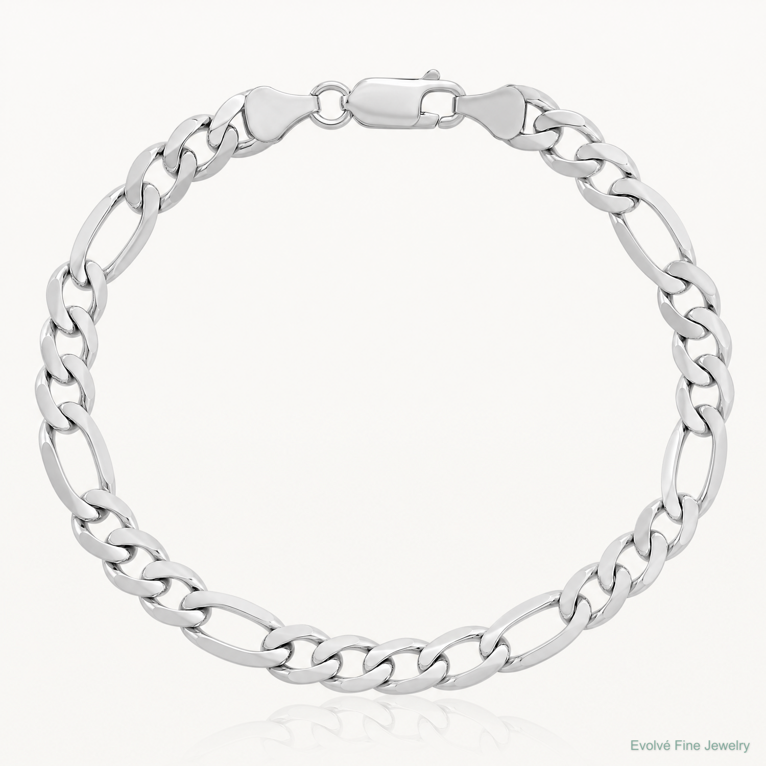 14k White Gold 7mm Flat Figaro Chain - Lifestyle View