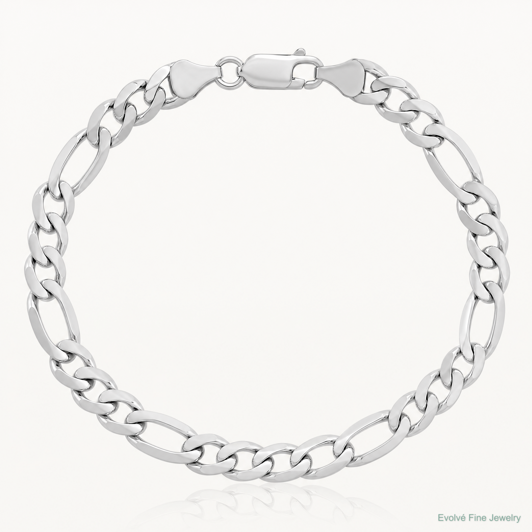 14k White Gold 7mm Flat Figaro Chain - Lifestyle View
