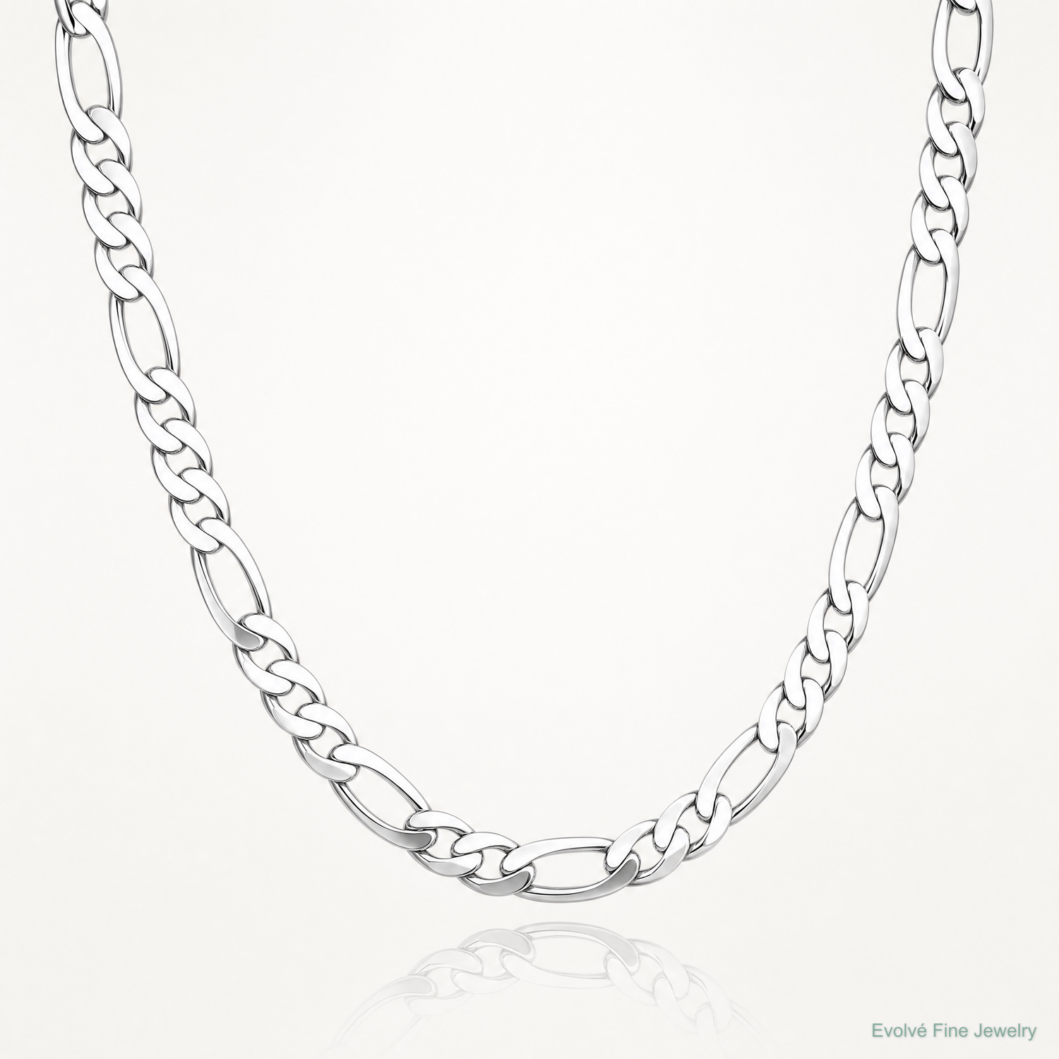 14k White Gold 7.5mm Flat Figaro Chain - Lifestyle View