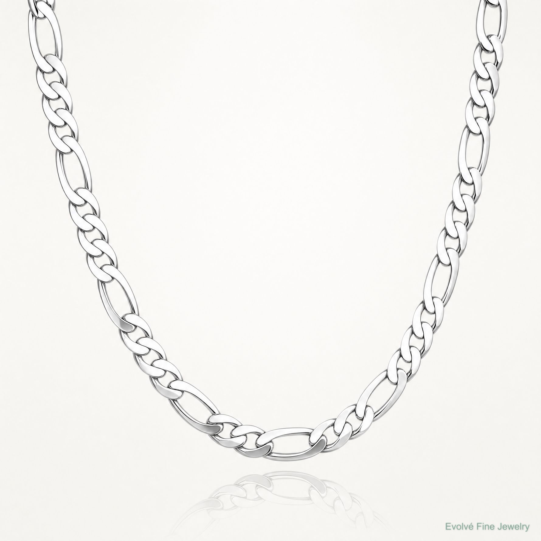 14k White Gold 7.5mm Flat Figaro Chain - Lifestyle View