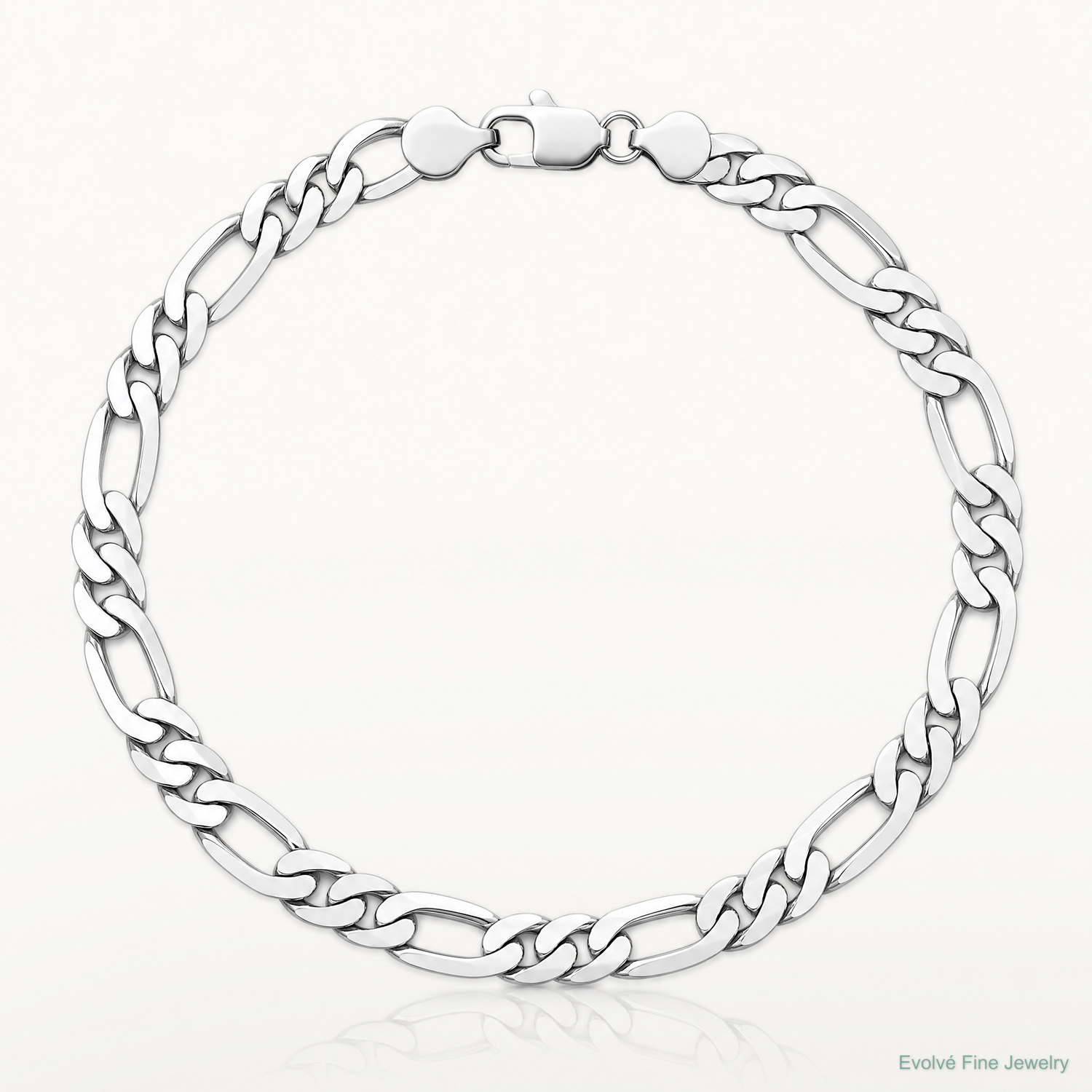 14k White Gold 7.5mm Flat Figaro Chain - Lifestyle View