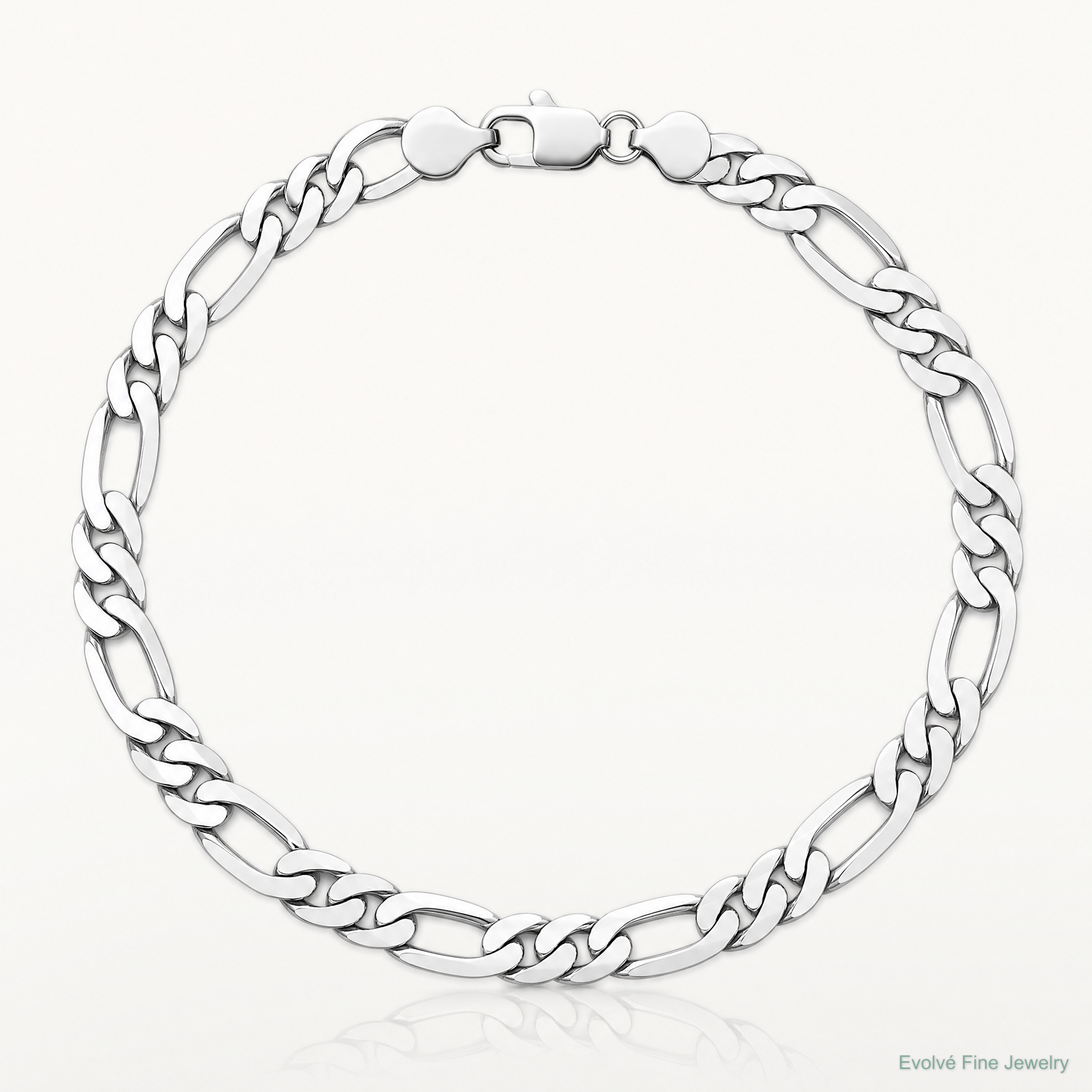 14k White Gold 7.5mm Flat Figaro Chain - Lifestyle View