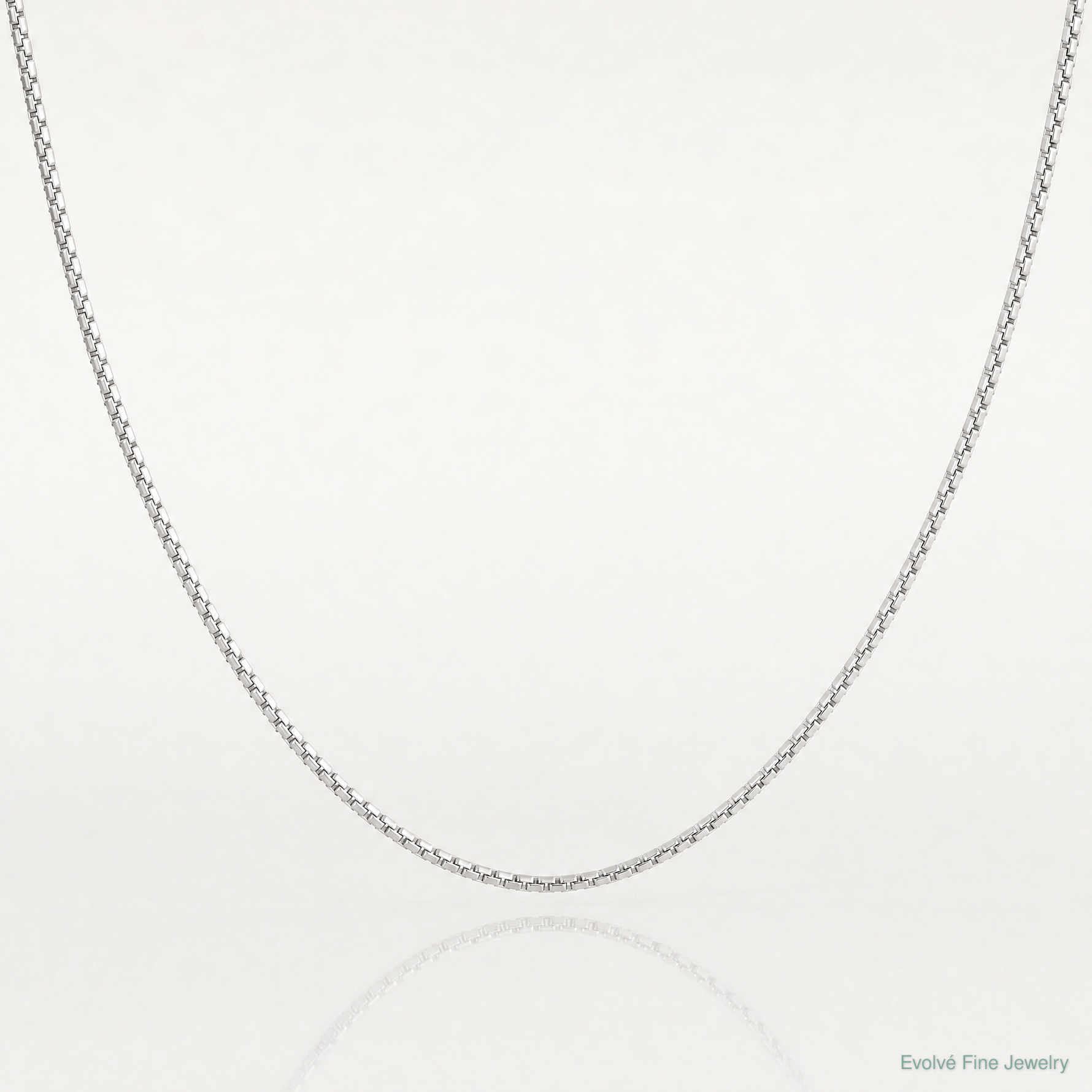 14k White Gold .9mm Box with Lobster Clasp Chain - Lifestyle View