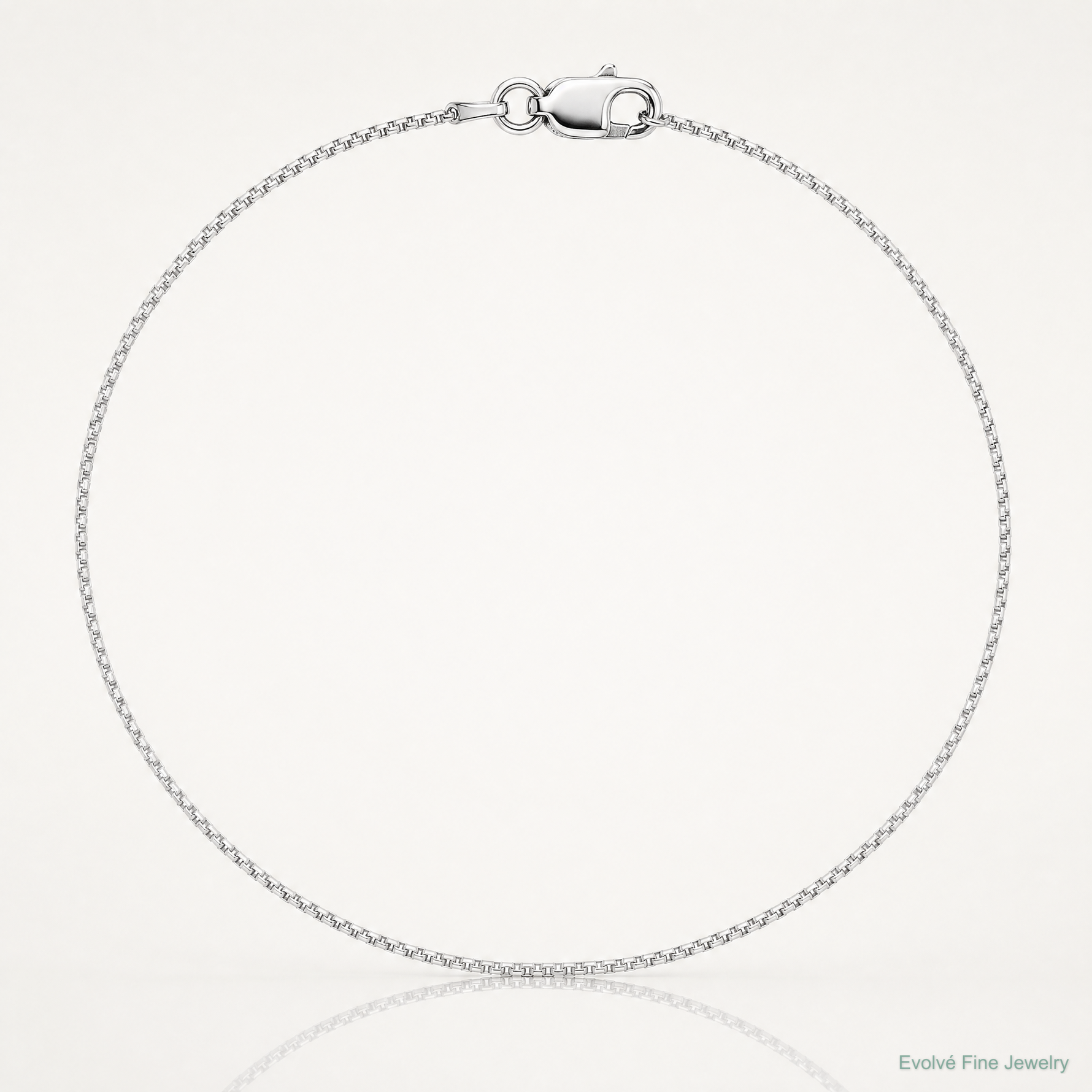 14k White Gold .9mm Box with Lobster Clasp Chain - Lifestyle View