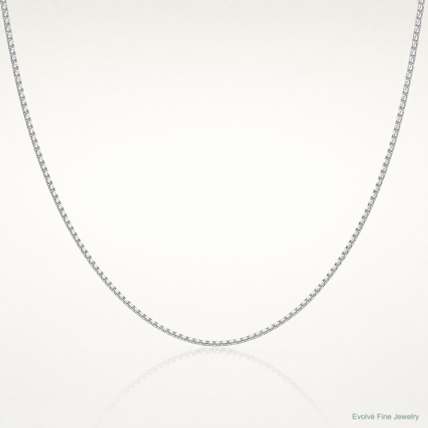 14k White Gold .5mm Box with Spring Ring Clasp Chain - Lifestyle View