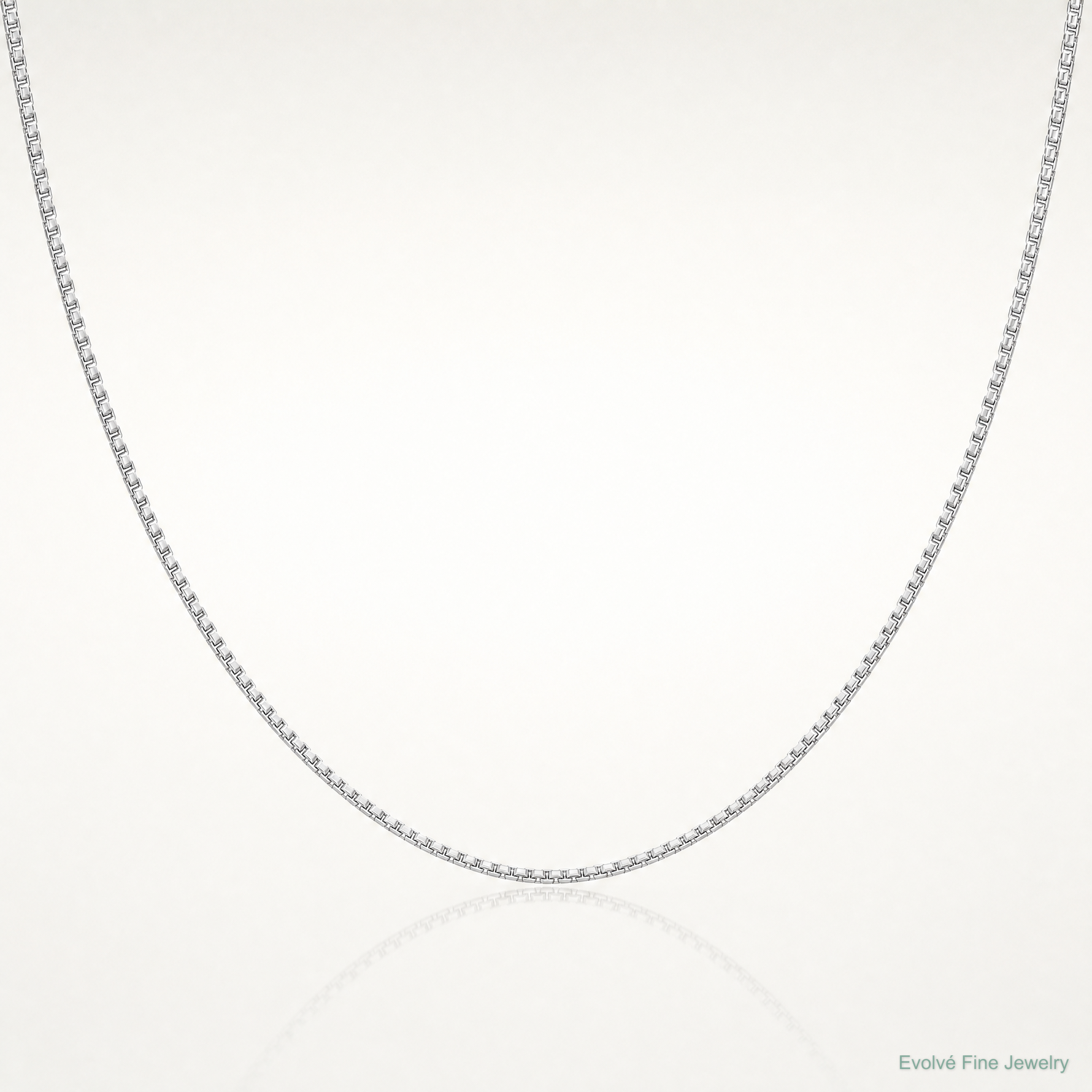 14k White Gold .5mm Box with Spring Ring Clasp Chain - Lifestyle View