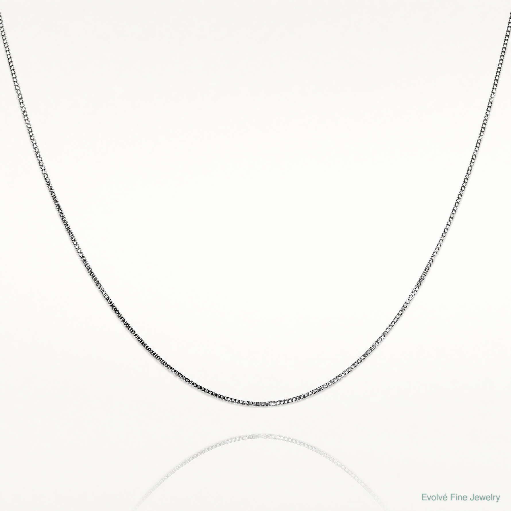 14k White Gold .7mm Box with Spring Ring Clasp Chain - Lifestyle View