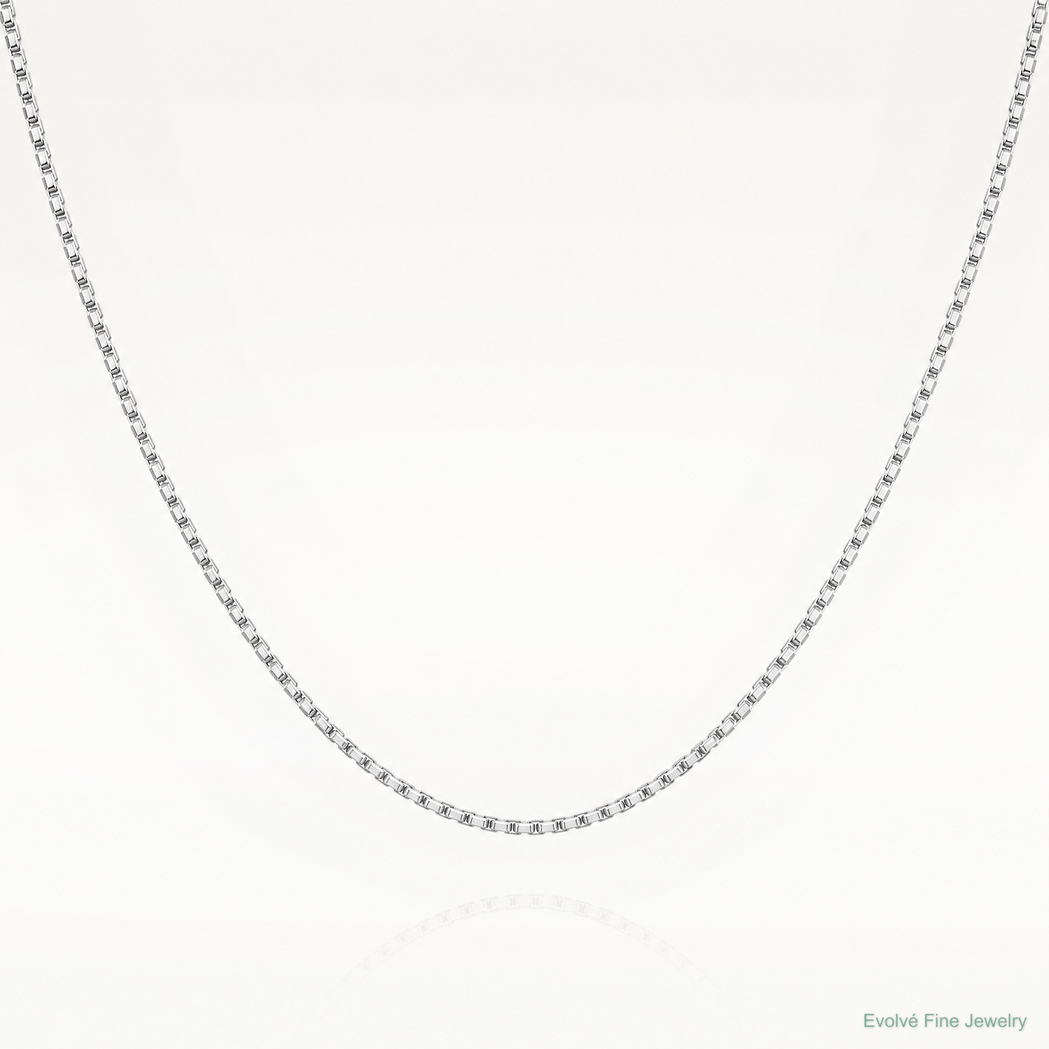 14k White Gold 1mm Box Chain - Lifestyle View