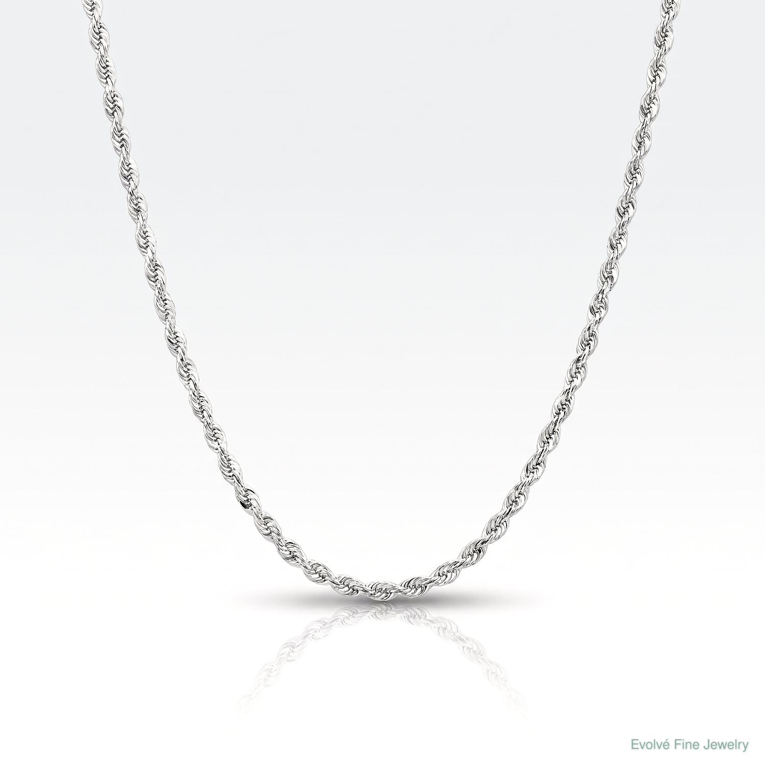14k White Gold 2.0mm D/C Quadruple Rope Chain - Lifestyle View