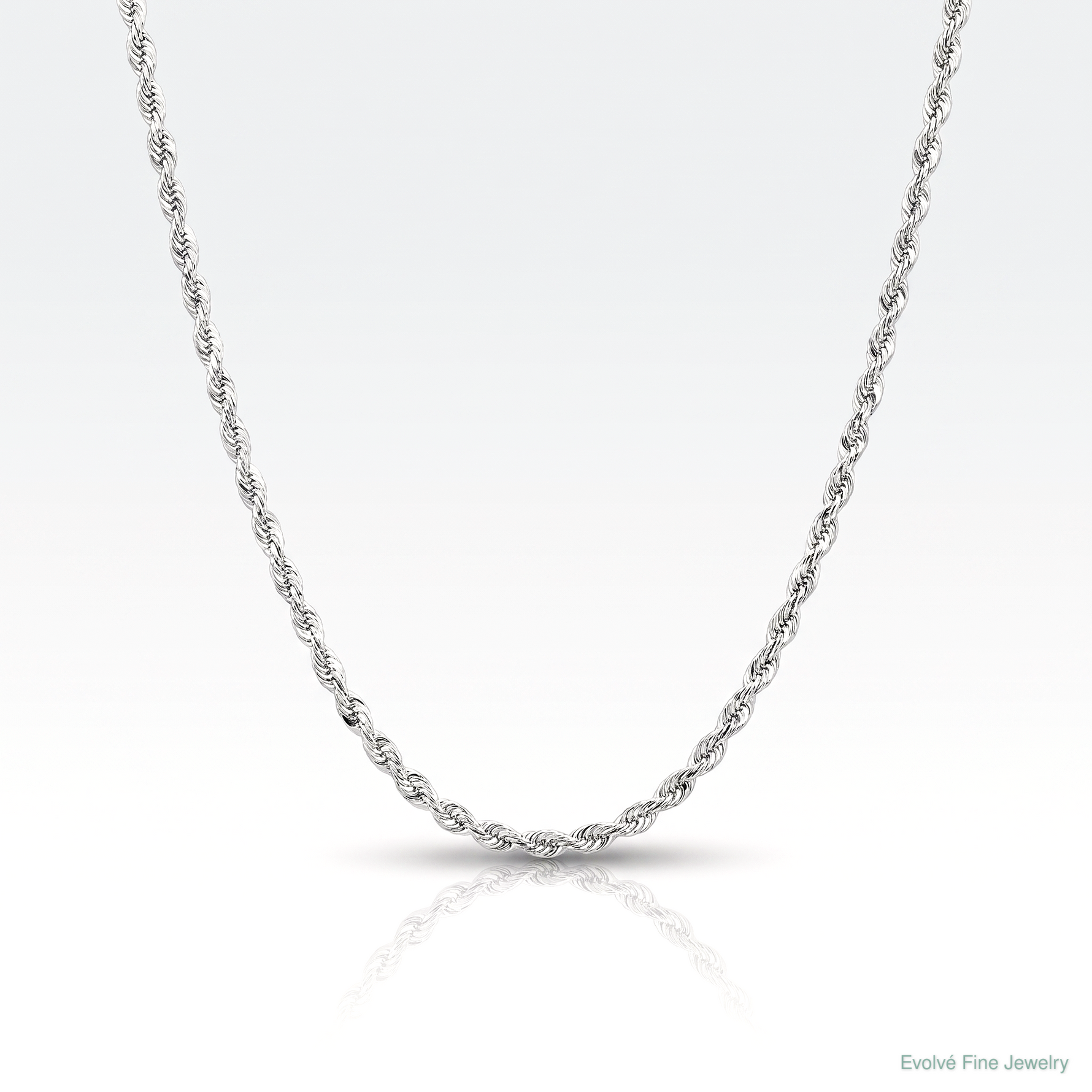 14k White Gold 2.0mm D/C Quadruple Rope Chain - Lifestyle View