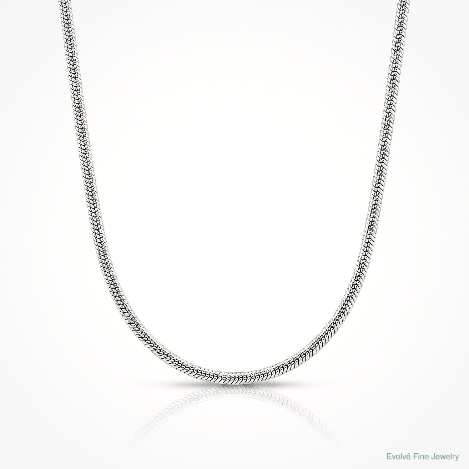 14k White Gold .6mm Round Snake Chain - Lifestyle View