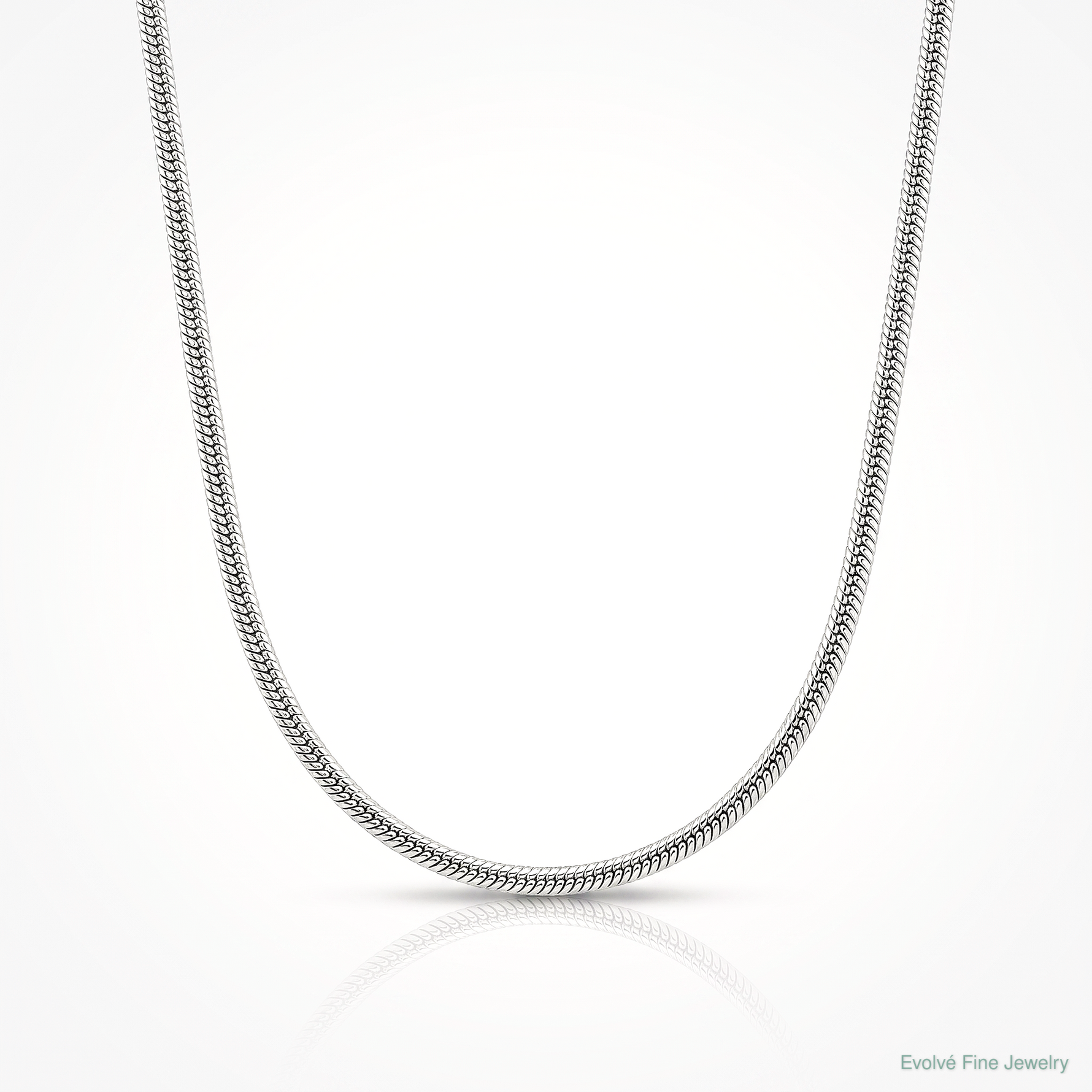 14k White Gold .6mm Round Snake Chain - Lifestyle View
