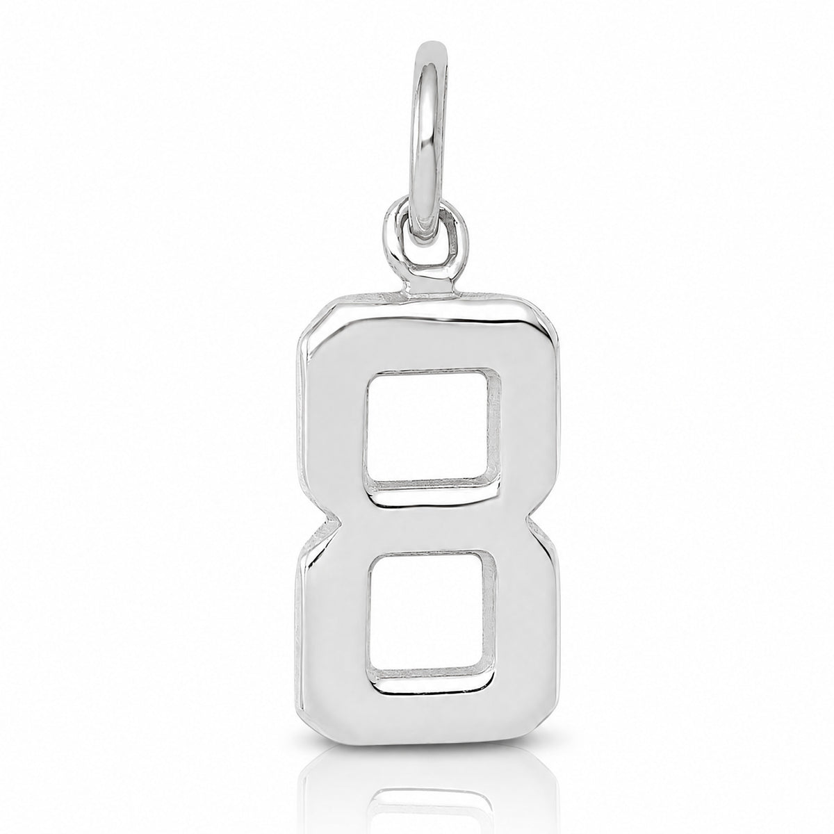 14kw Small Polished Number 8 Charm - Lifestyle View
