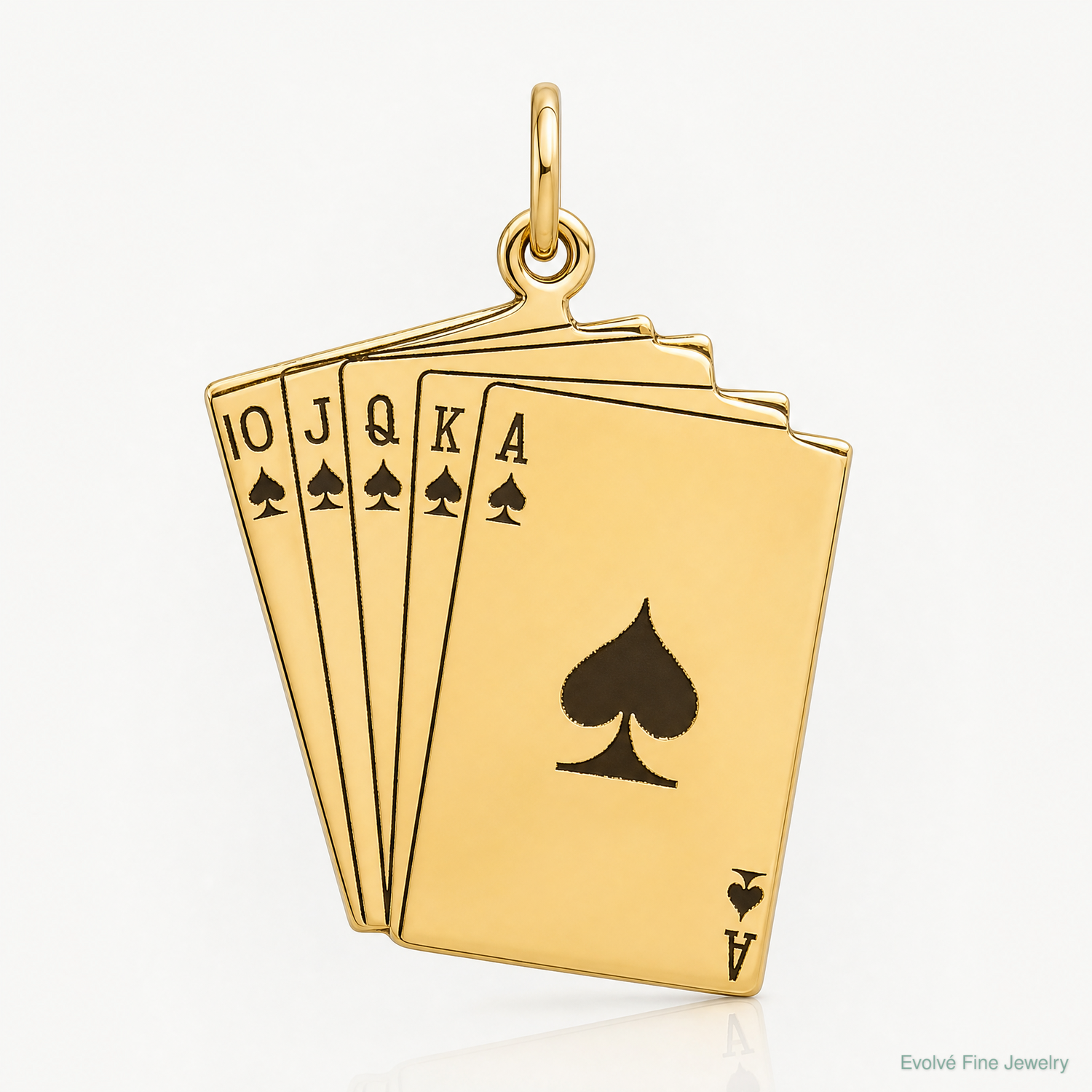 14k Enameled Royal Flush Playing Cards Charm - Lifestyle View