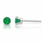 14k White Gold 3mm Emerald Stud Earrings - Lifestyle View