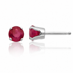 14k White Gold 4mm Ruby Stud Earrings - Lifestyle View