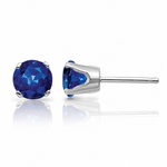 14k White Gold 4mm Sapphire Stud Earrings - Lifestyle View