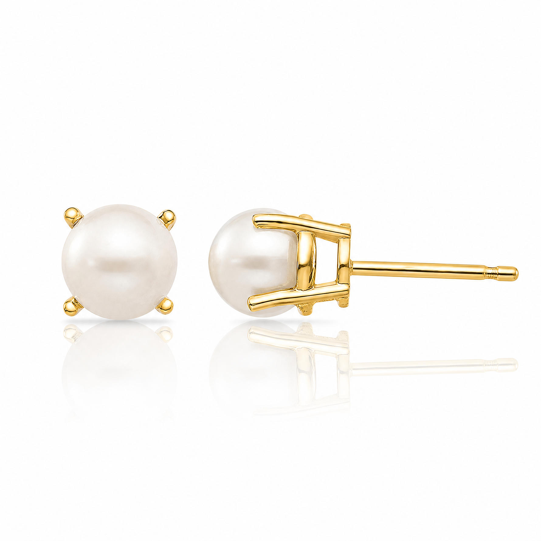 14k 4.5mm Round June/FW Cultured Pearl Post Earrings - Lifestyle View