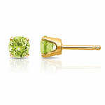 14k 3mm August/Peridot Post Earrings - Lifestyle View