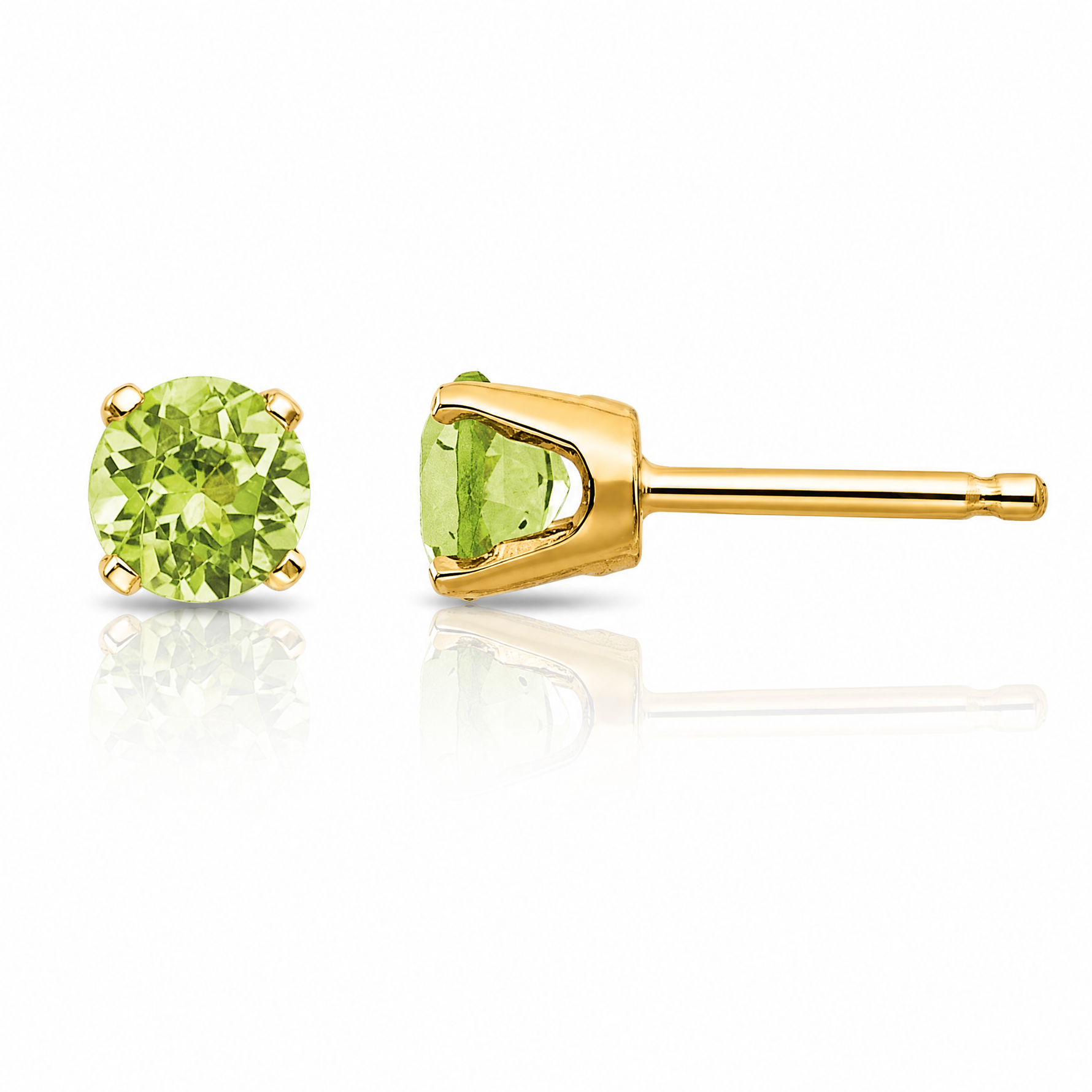 14k 3mm August/Peridot Post Earrings - Lifestyle View