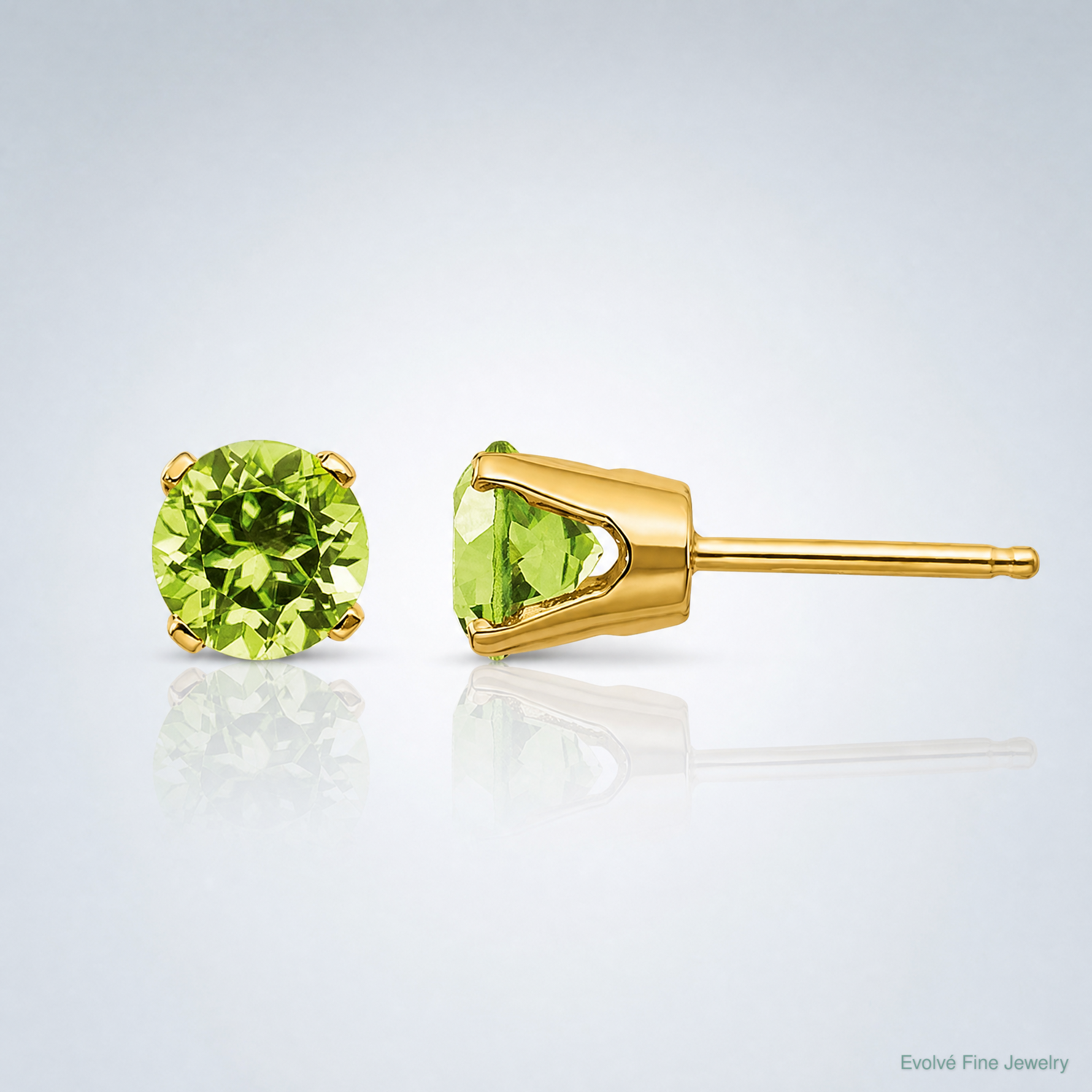 14k 4mm August/Peridot Post Earrings - Lifestyle View