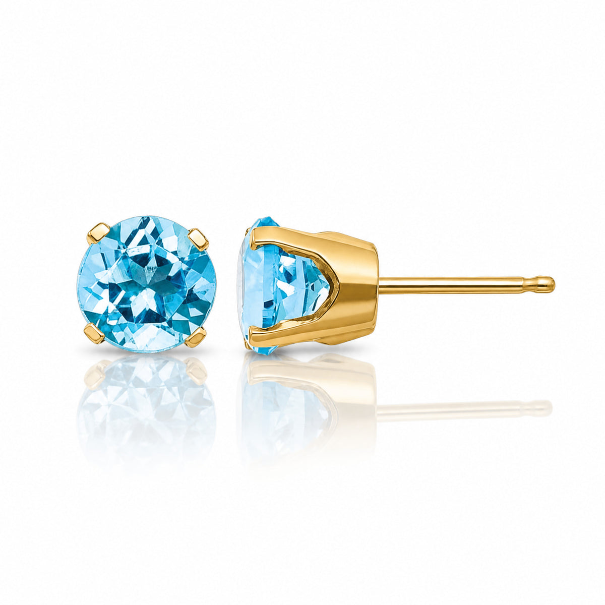 14k 5mm Blue Topaz Earrings - December - Lifestyle View