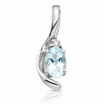 14k White Gold Aquamarine and Diamond Pendant - Lifestyle View