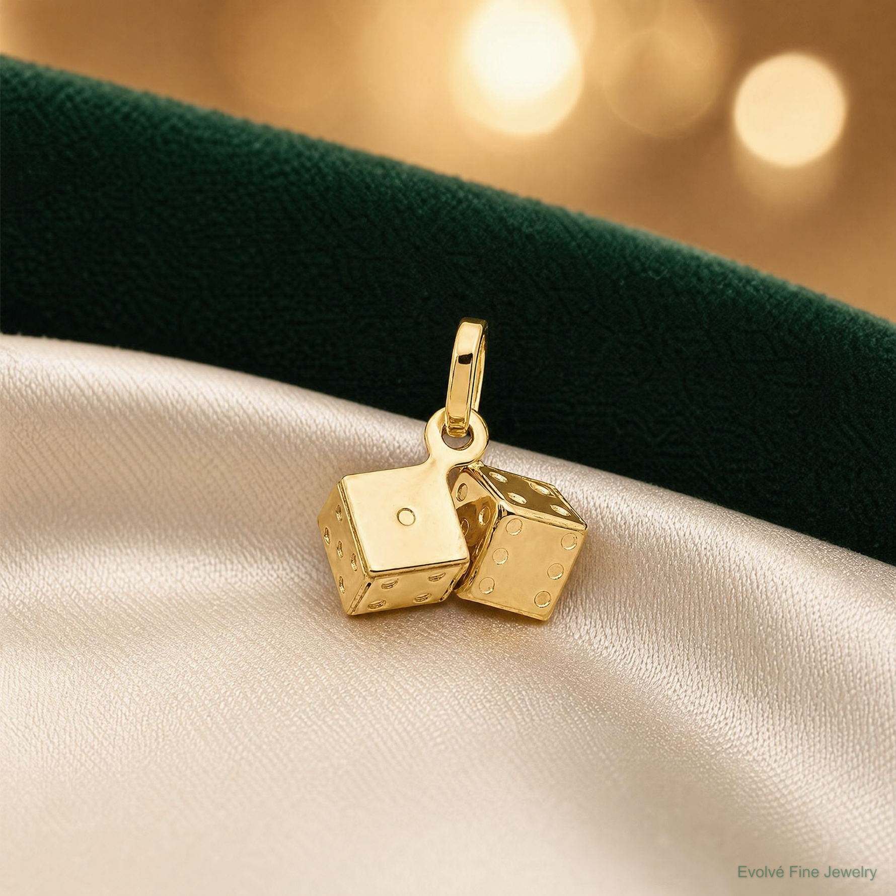 14k  3D Dice Charm - Lifestyle View