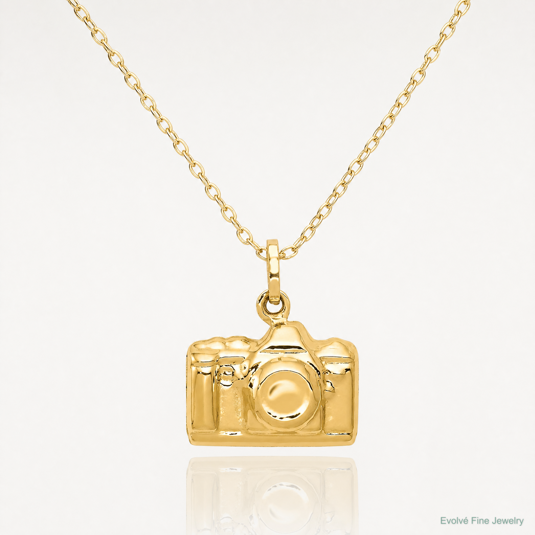 14k 3-D Polished Camera Charm - Lifestyle View