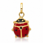 14k Red Enameled Ladybug Charm - Lifestyle View
