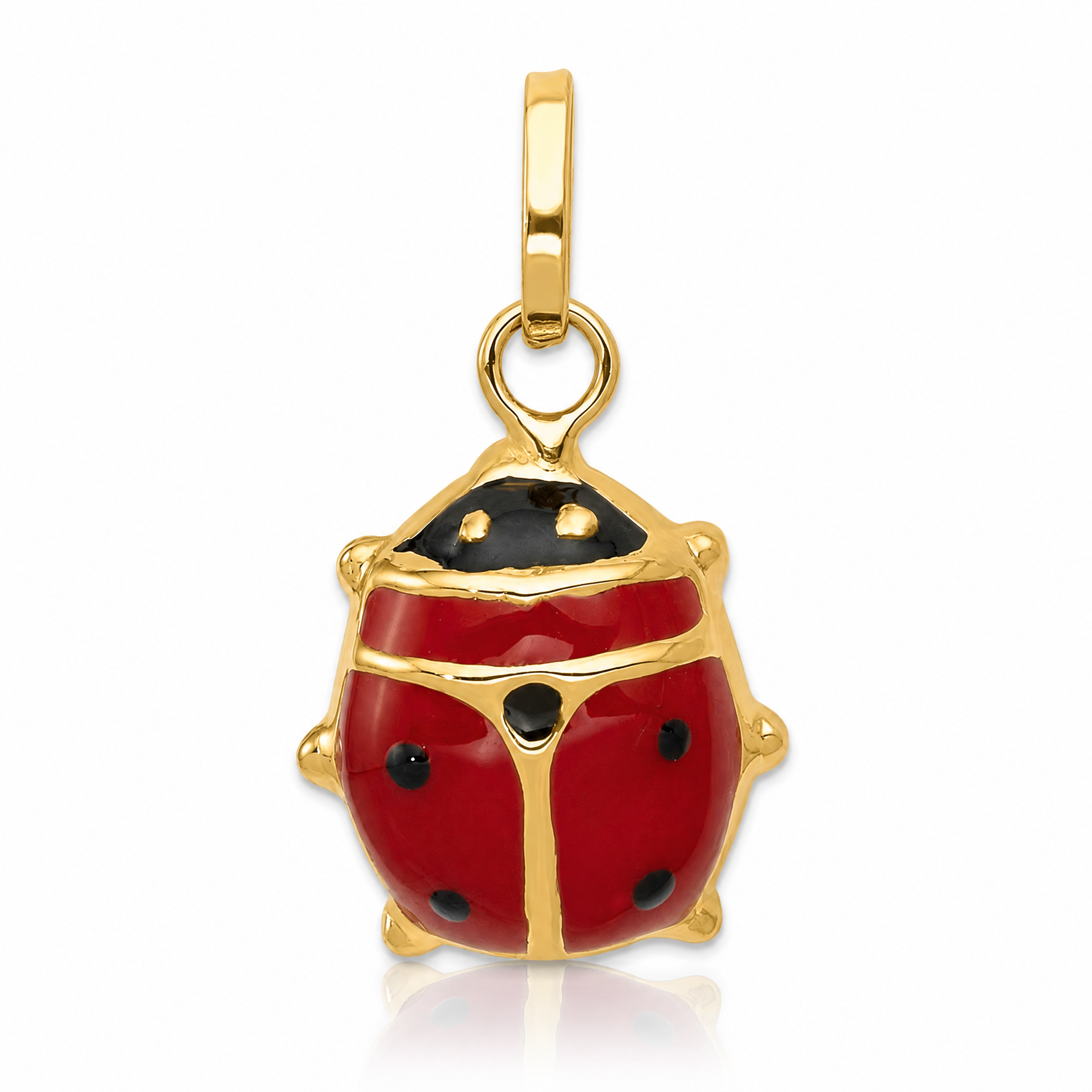 14k Red Enameled Ladybug Charm - Lifestyle View