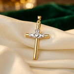 14k Two-tone Claddagh Cross Pendant - Lifestyle View