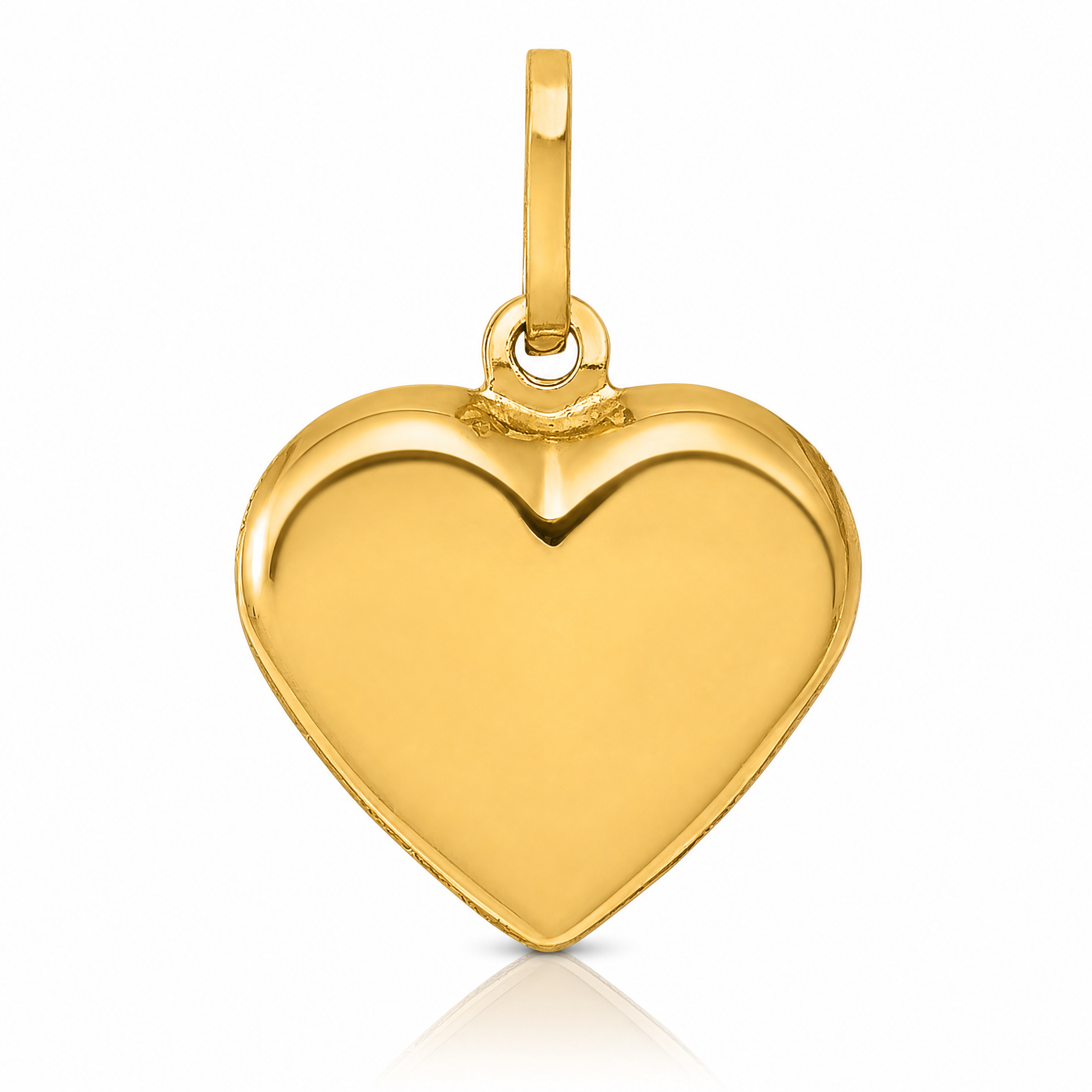 14K Polished 3-D Puffed Heart Pendant - Lifestyle View