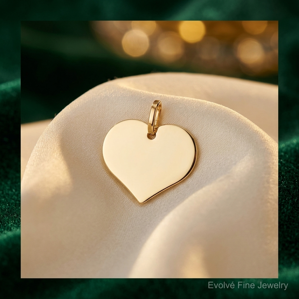 14K Polished Heart Shaped Disc Pendant - Lifestyle View