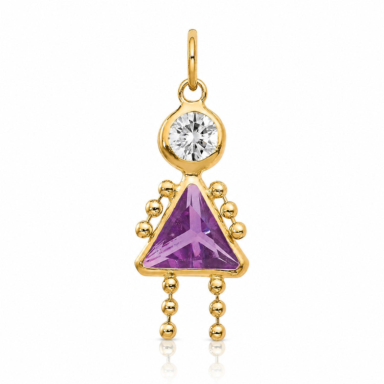 14k February Girl Birthstone Charm - Lifestyle View