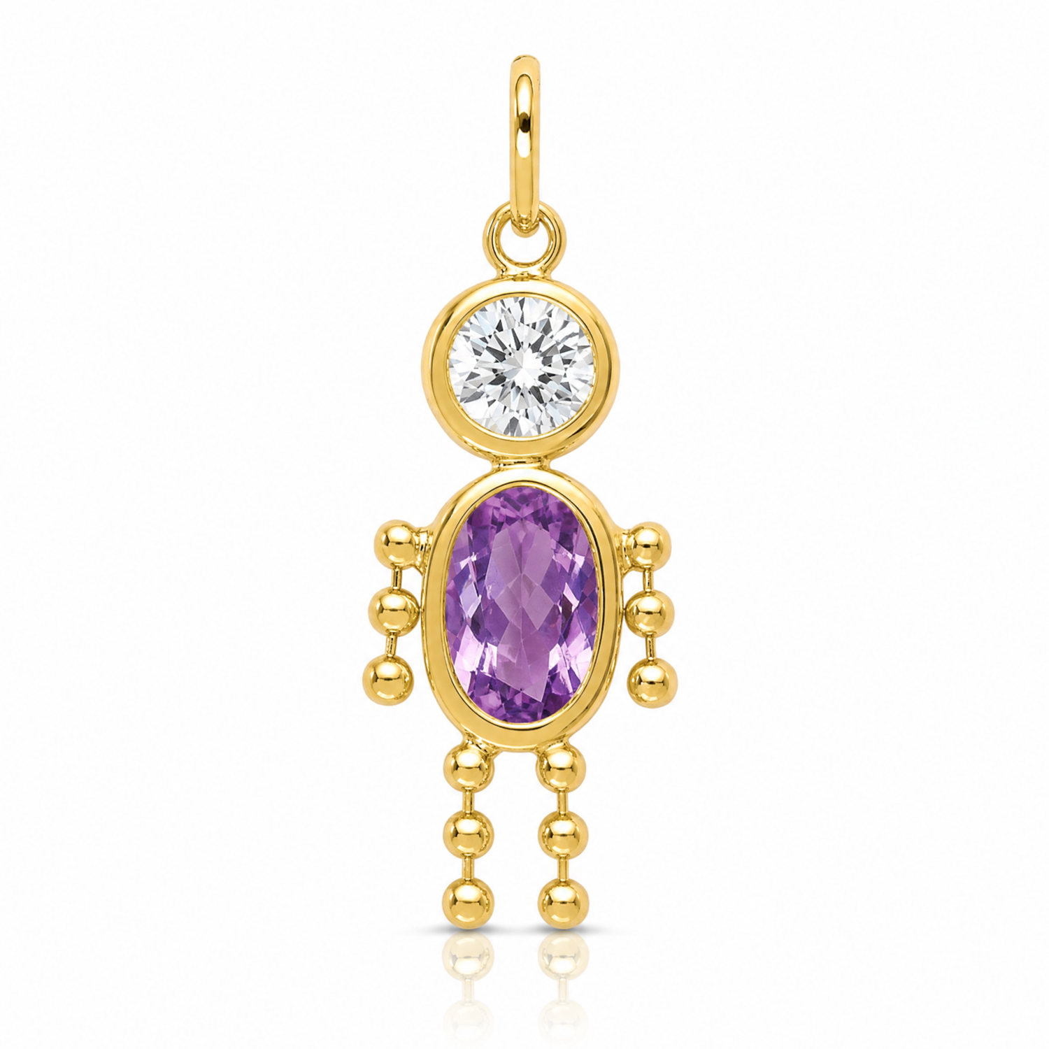 14k February Boy Birthstone Charm - Lifestyle View
